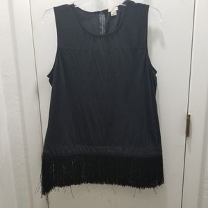 J. Crew Black Sleeveless Top Fringe Size Large